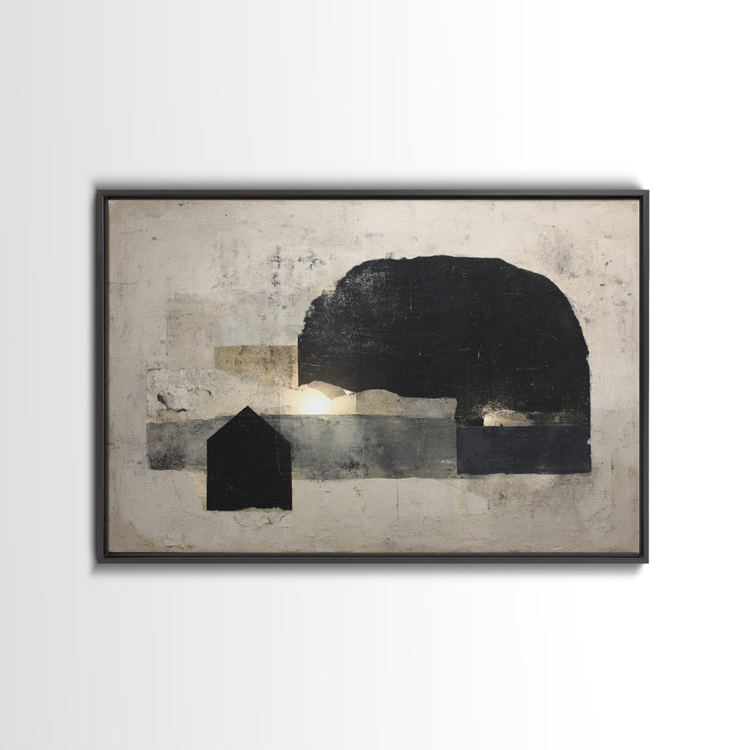 Minimal Meadow Flowers Framed Canvas Print, Scandinavian Art, Living Room Decor, Oil Painting, Nordic, Gallery Decor, SCA-3x2-14