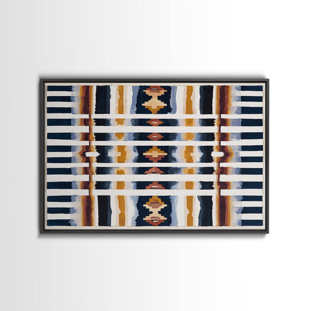 Scandinavian Textile Pattern Framed Canvas Print, Scandinavian Art, Fine Art Print, Living Room Decor, Fine Art, Nordic, SCA-3x2-20