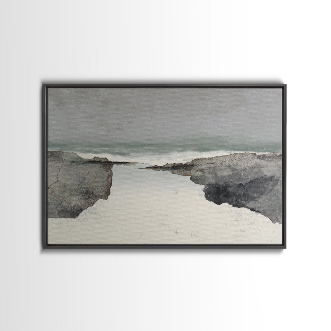 Minimal Fjord Landscape Canvas Print, Scandinavian Art, Floral Wall Art, Living Room Decor, Oil Painting, Nordic, SCA-3x2-30