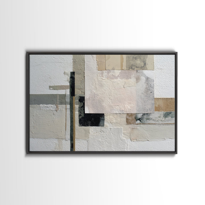 Soft Beige Geometric Abstraction Framed Canvas Print, Scandinavian Art, Wall Decor, Living Room Decor, Abstract Art, Nordic, SCA-3x2-31