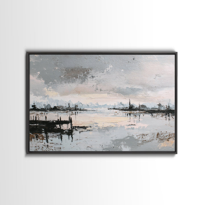 Reindeer Silhouette in Snowy Landscape Canvas Print, Scandinavian Art, Modern Art, Living Room Decor, Fine Art, Nordic, SCA-3x2-34