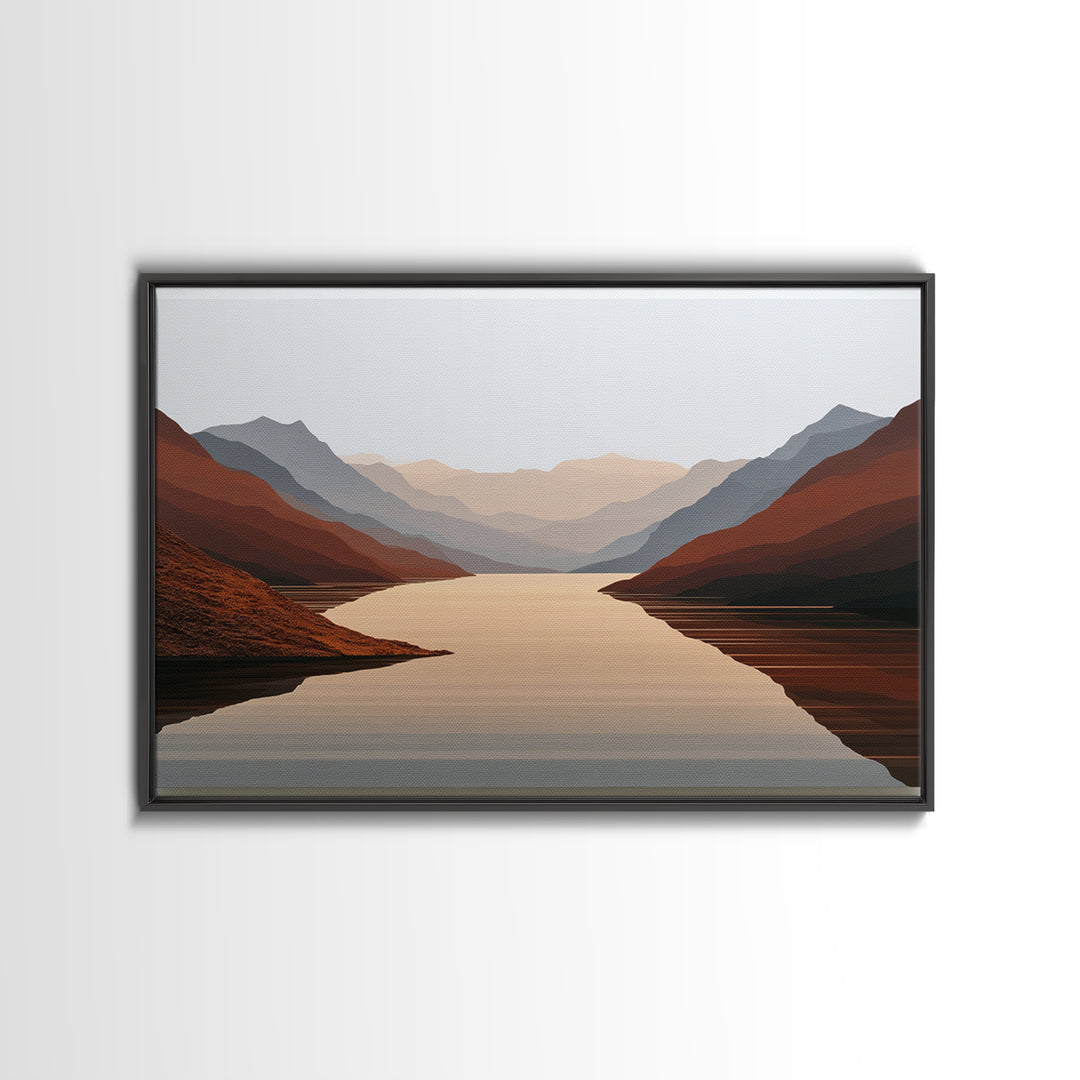 Minimal Fjord Landscape Canvas Print, Scandinavian Art, Floral Wall Art, Living Room Decor, Oil Painting, Nordic, SCA-3x2-54