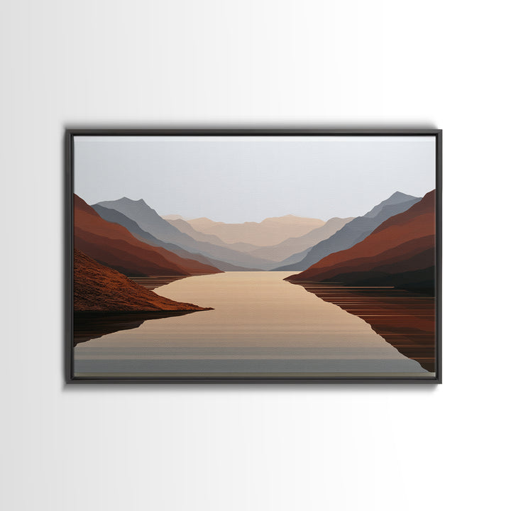 Minimal Fjord Landscape Canvas Print, Scandinavian Art, Floral Wall Art, Living Room Decor, Oil Painting, Nordic, SCA-3x2-54