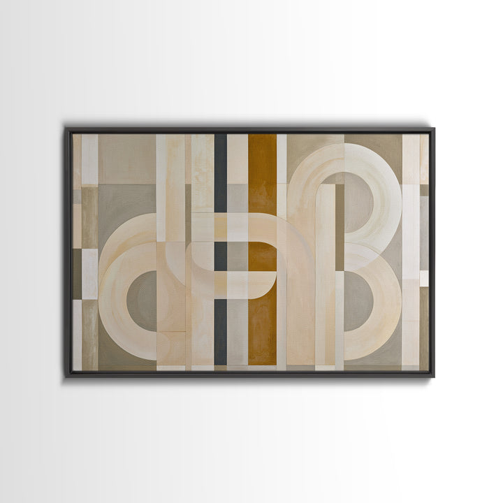 Soft Beige Geometric Abstraction Framed Canvas Print, Scandinavian Art, Living Room Wall Art, Living Room Decor, Abstract Art, SCA-3x2-55