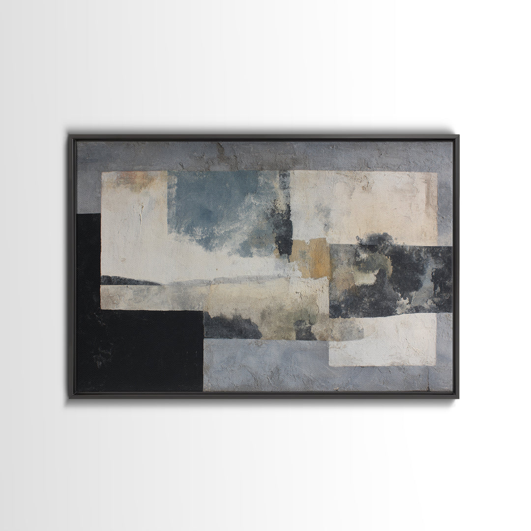 Simple Black House Shape Framed Canvas Print, Scandinavian Art, Abstract Wall Art, Living Room Decor, Fine Art, Nordic, SCA-3x2-59