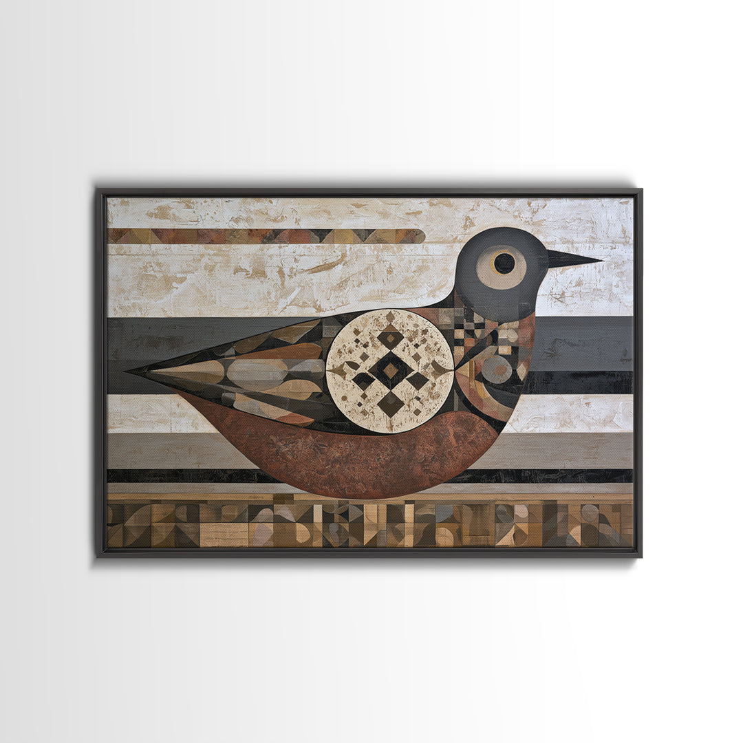 Nordic Folk Bird Framed Canvas Print, Scandinavian Art, Fine Art Print, Living Room Decor, Fine Art, Nordic, Printable, SCA-3x2-63
