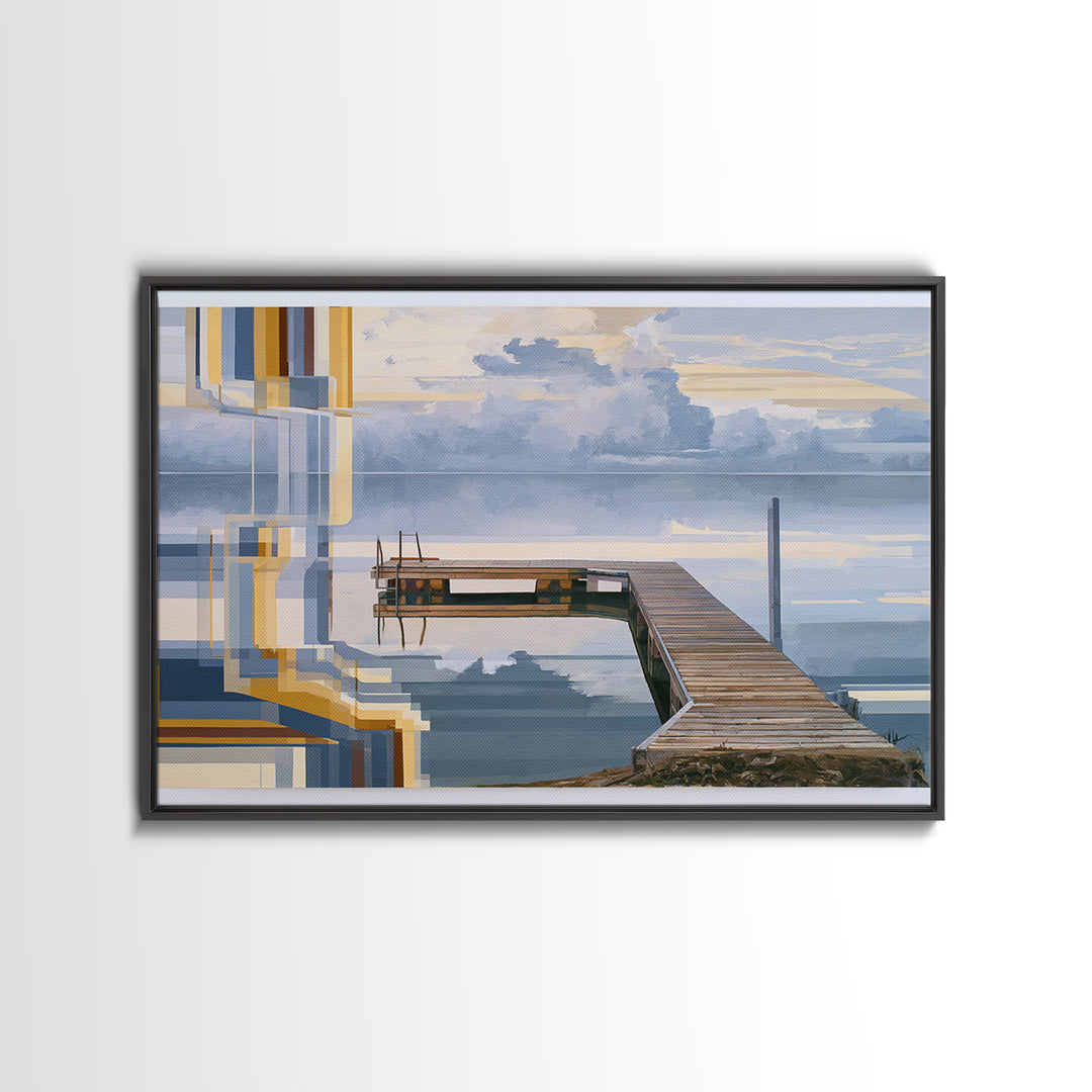 Calm Lake Dock Canvas Print, Scandinavian Art, Wall Art Print, Living Room Decor, Nordic, Fine Art Print, Statement Artwork, SCA-3x2-67