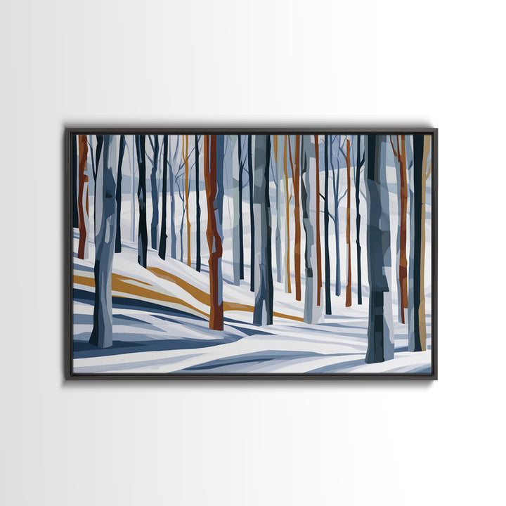 Snowy Nordic Forest Framed Canvas Print, Scandinavian Art, Decor, Living Room Decor, Fine Art, Nordic, Printable Art, SCA-3x2-77