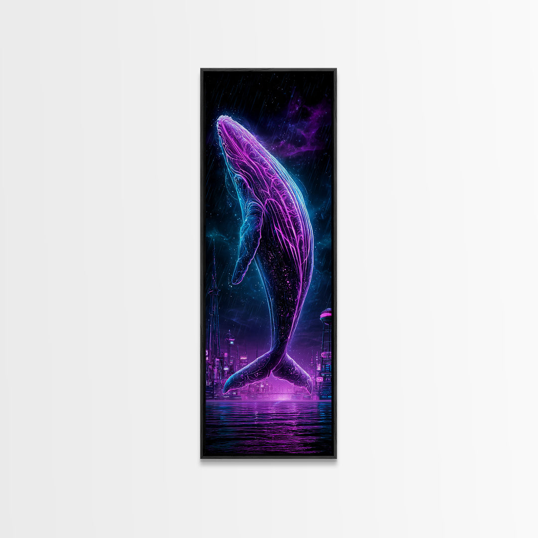 Cosmic Whale Swimming Through Deep Space Canvas Print, Scifi Art, Fantasy Art, Living Room Decor, Fine Art, Orbit, SCI-1x3-100