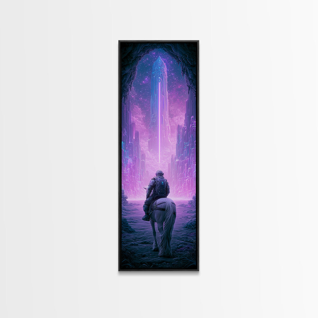 Space Explorer Horse Rider on Distant Planet Canvas Print, Scifi Art, Living Room Art, Living Room Decor, Fine Art, Orbit, SCI-1x3-33
