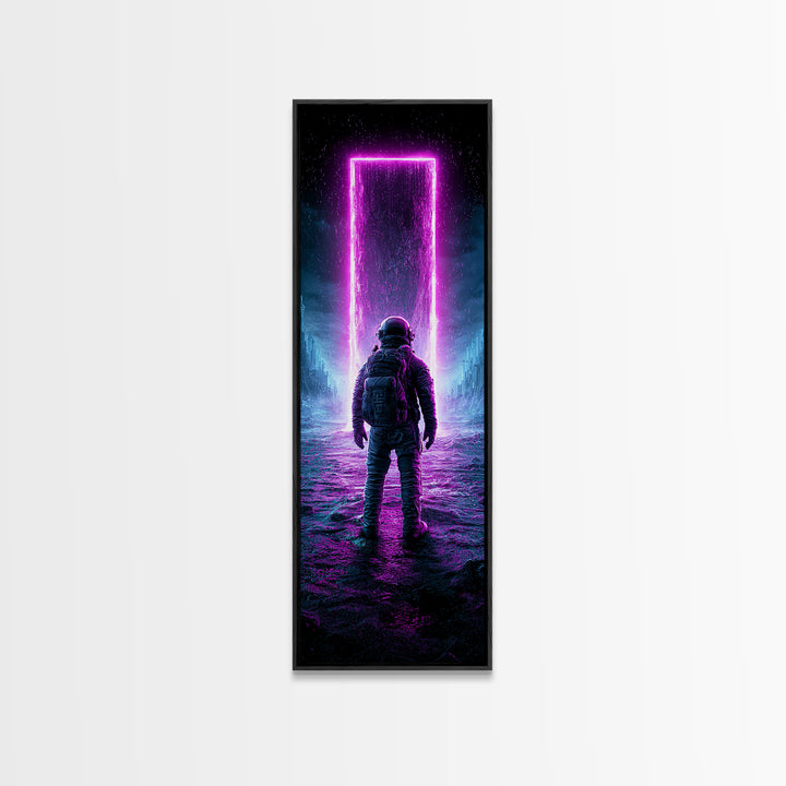 Astronaut Standing Before a Glowing Monolith Canvas Print, Scifi Art, Gallery Decor, Living Room Decor, Fine Art, Orbit, SCI-1x3-38