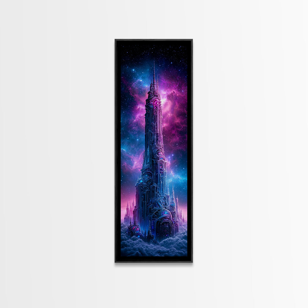 Starship Cockpit View of Nebula Clouds Framed Canvas Print, Scifi Art, Gallery Decor, Living Room Decor, Fine Art, Orbit, SCI-1x3-71