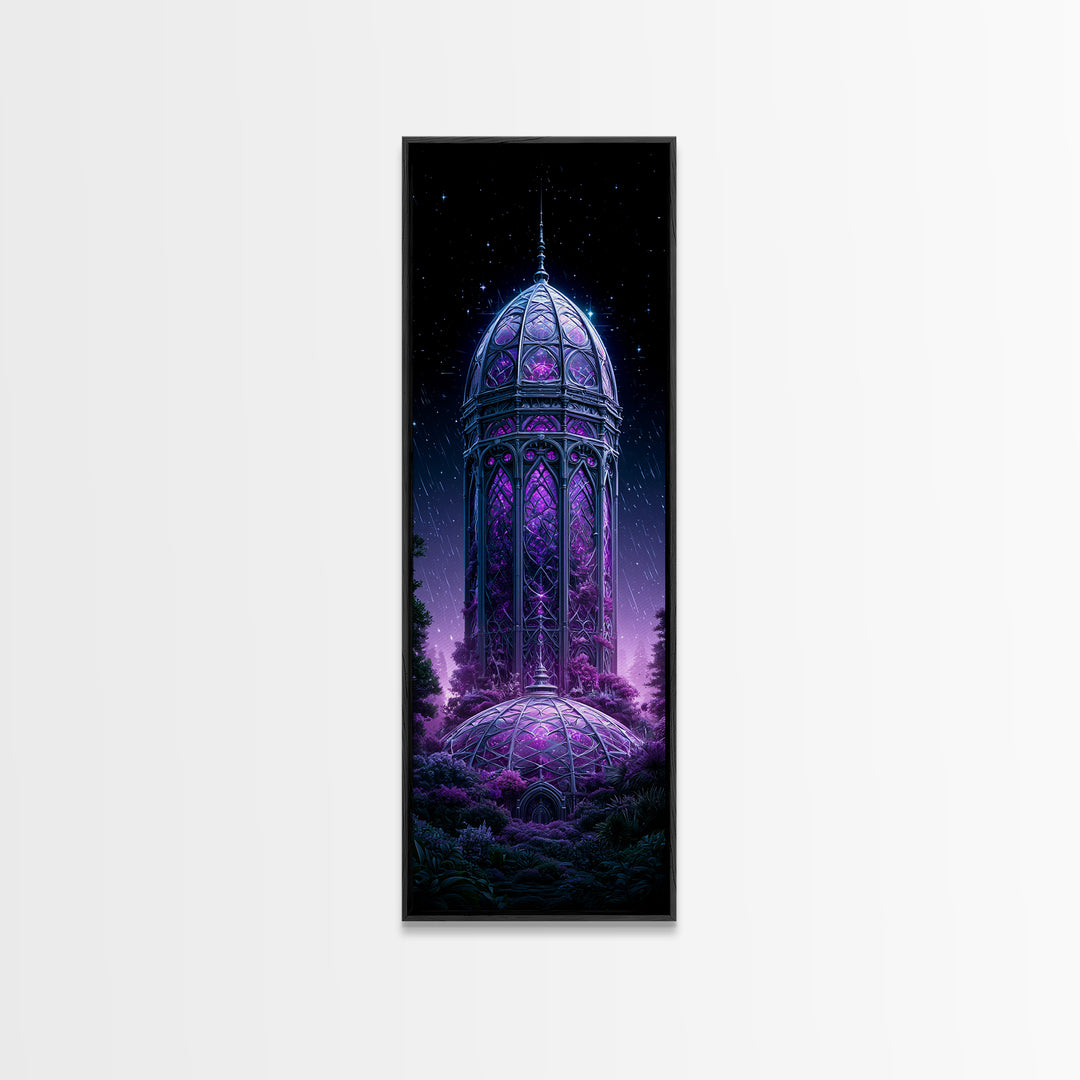 Futuristic Botanical Dome Framed Canvas Print, Scifi Art, Living Room Art, Living Room Decor, Oil Painting, Orbit, Space Poster, SCI-1x3-84