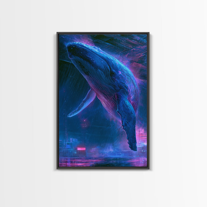 Cosmic Whale Swimming Through Deep Space Canvas Print, Scifi Art, Pop Art, Living Room Decor, Fine Art, Orbit, Gallery Decor, SCI-2x3-96