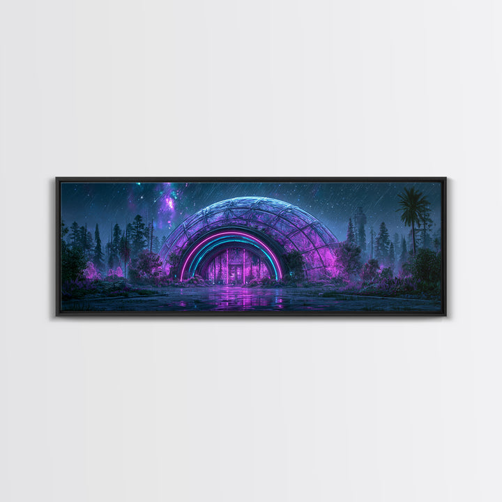Futuristic Botanical Dome Canvas Print, Scifi Art, Neutral Decor, Living Room Decor, Oil Painting, Orbit, Home Decor, SCI-3x1-40