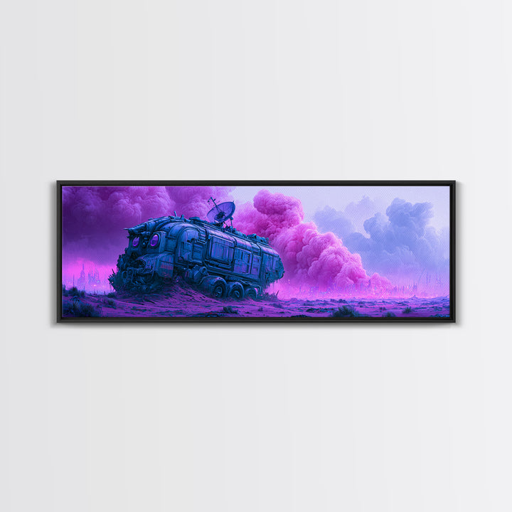 Crashed Satellite in a Desert Storm Canvas Print, Scifi Art, Canvas Wall Art, Living Room Decor, Fine Art, Orbit, SCI-3x1-83