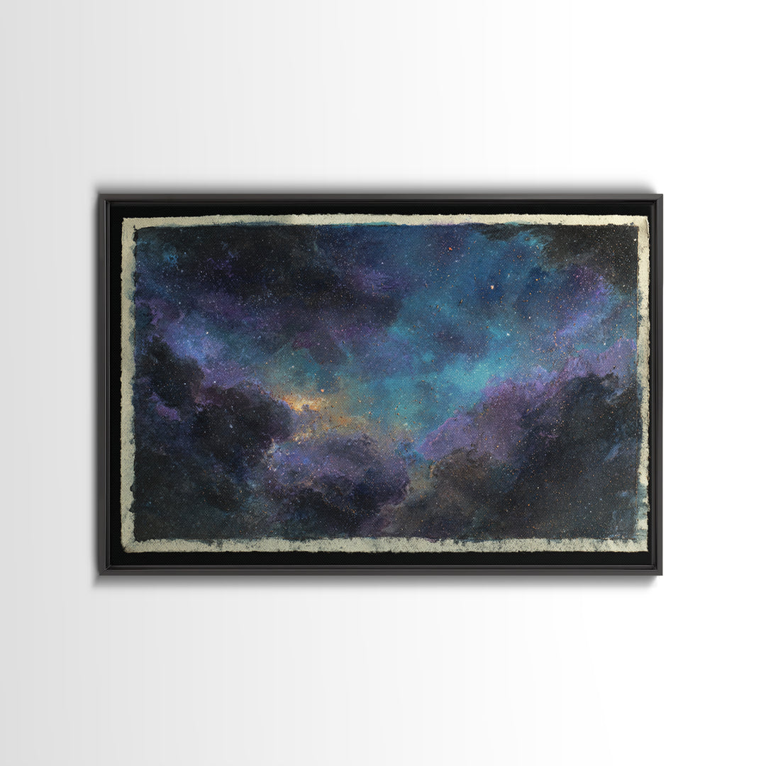 Robot Bird Perched on Antenna Framed Canvas Print, Scifi Art, Gallery Decor, Living Room Decor, Fine Art, Orbit, Wall Art, SCI-3x2-27