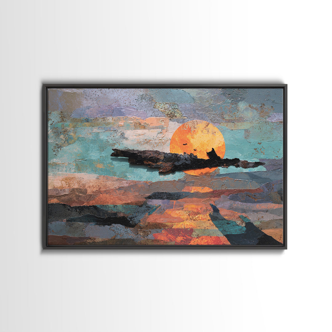Alien Ocean with Two Moons Canvas Print, Scifi Art, Boho Decor, Living Room Decor, Fine Art, Orbit, Wall Decor, Posters, SCI-3x2-89