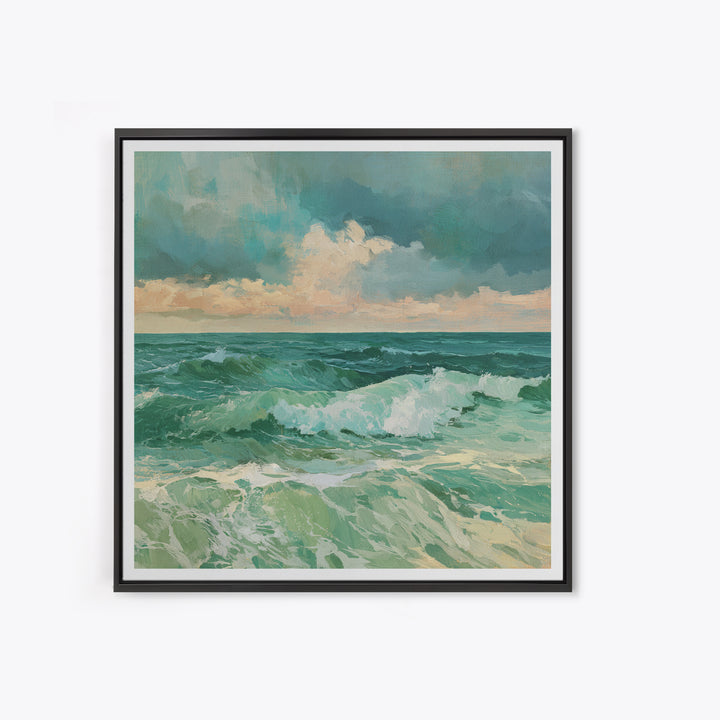 Turbulent Green Sea Framed Canvas Print, Seascape Art, Fine Art Print, Coastal Decor, Abstract Art, Seascape, Digital Prints, SEA-1x1-33