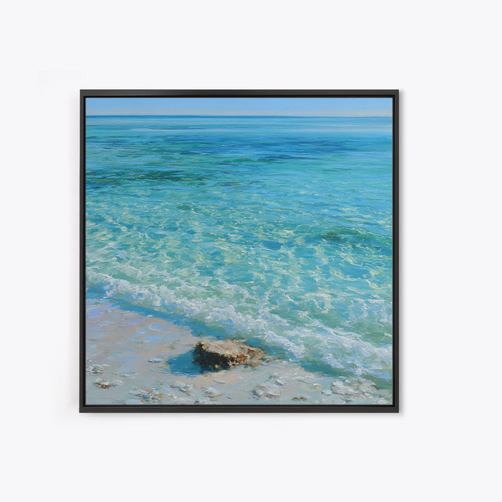 Tropical Lagoon with Transparent Shallows Framed Canvas Print, Seascape Art, Coastal Wall Art, Coastal Decor, Watercolor Art, SEA-1x1-34