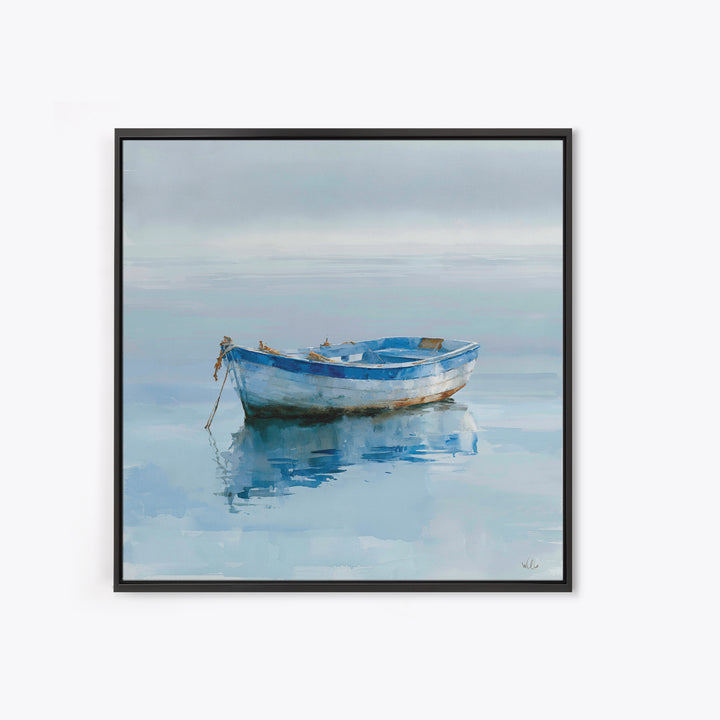 Minimal Horizon Line Framed Canvas Print, Seascape Art, Textured Painting, Coastal Decor, Oil Painting, Seascape, SEA-1x1-88