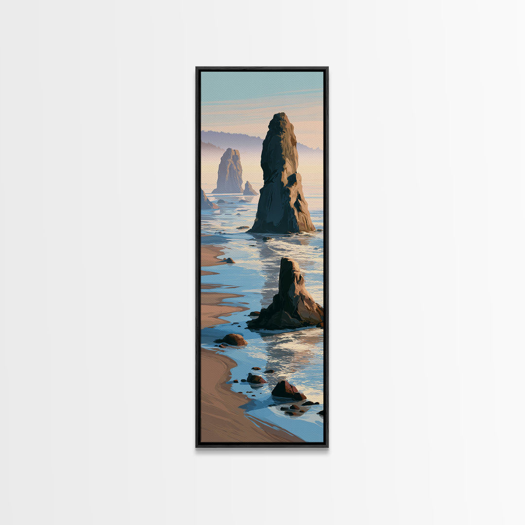 Sea Stack Rocks Canvas Print, Seascape Art, Original Art, Coastal Decor, Oil Painting, Seascape, Living Room Wall Art, SEA-1x3-55