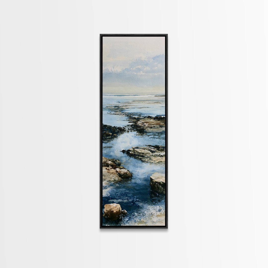 Rocky Tidepool with Reflections Canvas Print, Seascape Art, Coastal Wall Art, Coastal Decor, Fine Art, Seascape, Luxury Decor, SEA-1x3-95