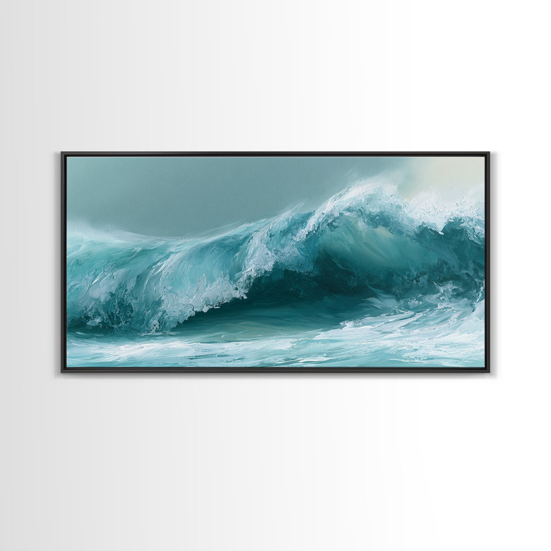 Abstract Wave Curl Framed Canvas Print, Seascape Art, Original Art, Coastal Decor, Fine Art, Seascape, Living Room Wall Art, SEA-2x1-3
