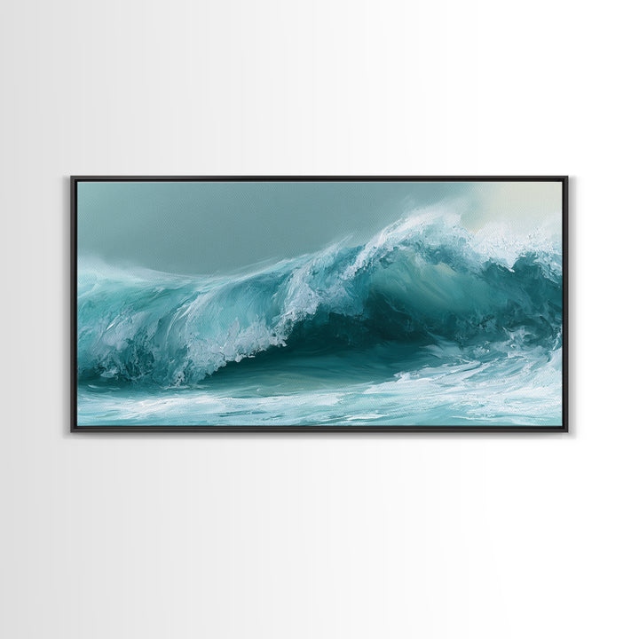 Abstract Wave Curl Framed Canvas Print, Seascape Art, Original Art, Coastal Decor, Fine Art, Seascape, Living Room Wall Art, SEA-2x1-3