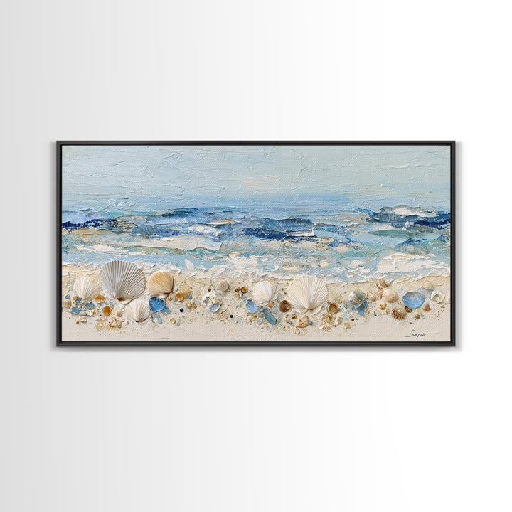 Rocky Tidepool with Reflections Framed Canvas Print, Seascape Art, Nautical Decor, Coastal Decor, Fine Art, Seascape, SEA-2x1-79