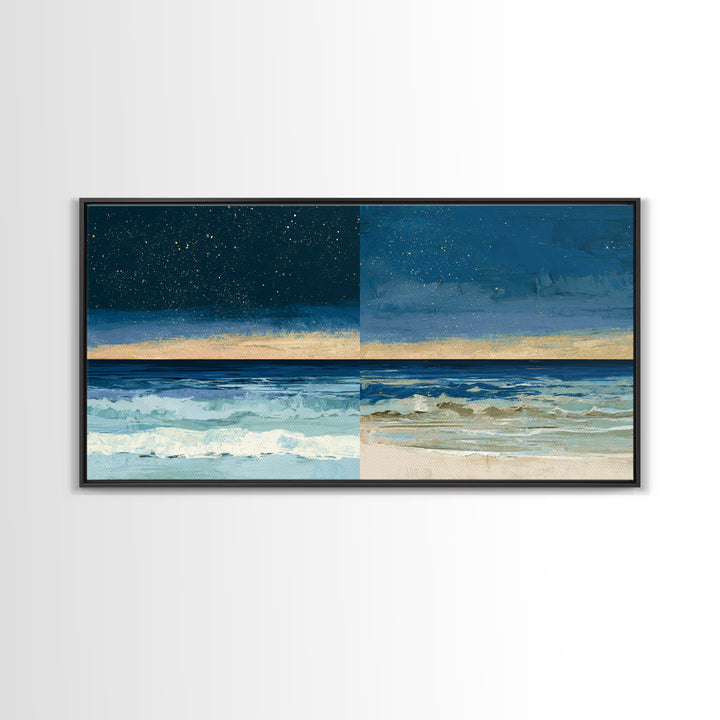 Deep Indigo Night Sea Canvas Print, Seascape Art, Original Art, Coastal Decor, Fine Art, Seascape, Living Room Wall Art, SEA-2x1-89