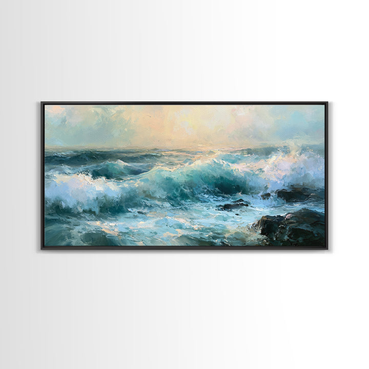 Storm Waves Crashing Canvas Print, Seascape Art, Canvas Wall Art, Coastal Decor, Fine Art, Seascape, Bedroom Wall Art, SEA-2x1-93