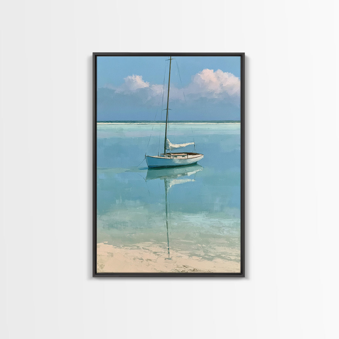 Quiet Sailboat on Glassy Water Canvas Print, Seascape Art, Canvas Print, Coastal Decor, Fine Art, Seascape, Fine Art Print, SEA-2x3-16