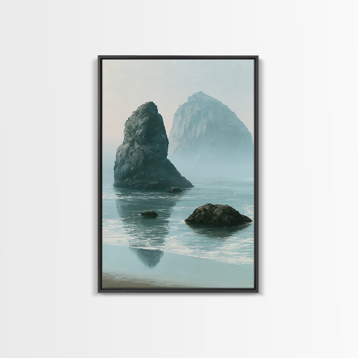 Sea Stack Rocks Framed Canvas Print, Seascape Art, Watercolor Art, Coastal Decor, Fine Art, Seascape, Textured Painting, SEA-2x3-3
