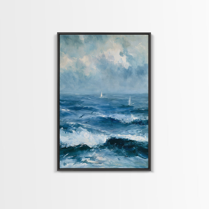 Whitecaps Rolling under Storm Light Canvas Print, Seascape Art, Printable Wall Art, Coastal Decor, Fine Art, Seascape, SEA-2x3-45