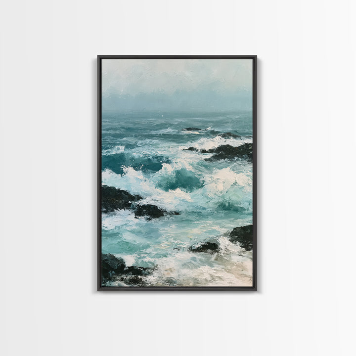 Storm Waves Crashing Canvas Print, Seascape Art, Bedroom Decor, Coastal Decor, Oil Painting, Seascape, Coastal Wall Art, SEA-2x3-57