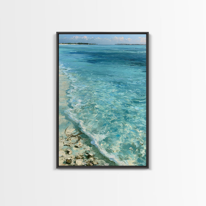 Tropical Lagoon with Transparent Shallows Canvas Print, Seascape Art, Home Decor, Coastal Decor, Oil Painting, Seascape, SEA-2x3-66