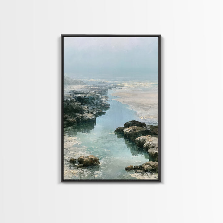 Rocky Tidepool with Reflections Canvas Print, Seascape Art, Printable Art, Coastal Decor, Fine Art, Seascape, Beach Decor, SEA-2x3-91