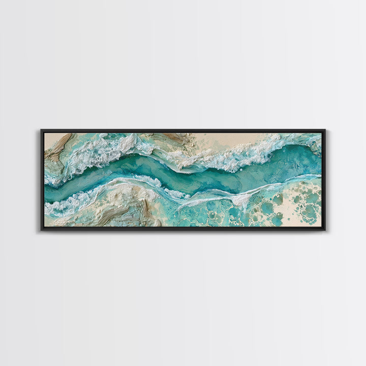 Aerial Reef Water Canvas Print, Seascape Art, Gallery Decor, Coastal Decor, Fine Art, Seascape, Contemporary Art, Wall Art, SEA-3x1-40