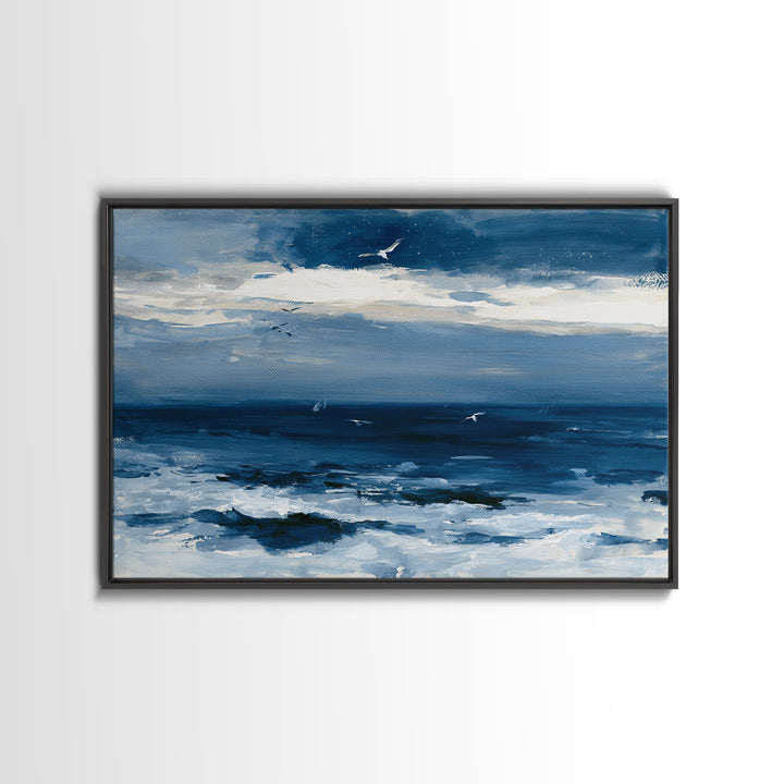 Deep Indigo Night Sea Canvas Print, Seascape Art, Abstract Art, Coastal Decor, Seascape, Nautical Decor, Coastal Wall Art, SEA-3x2-1