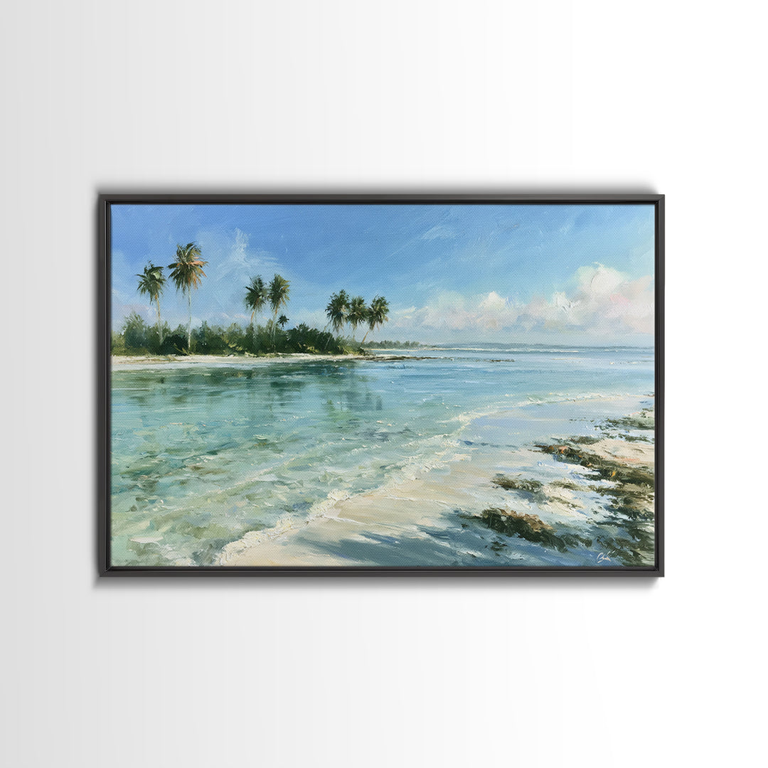 Tropical Lagoon with Transparent Shallows Canvas Print, Seascape Art, Abstract Art, Coastal Decor, Fine Art, Seascape, SEA-3x2-38