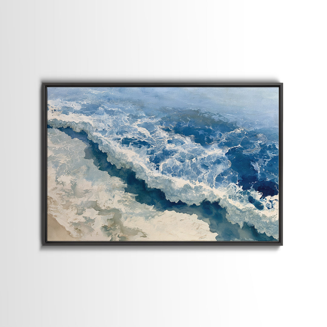 Ocean Foam Patterns from Above Framed Canvas Print, Seascape Art, Gallery Decor, Coastal Decor, Fine Art, Seascape, SEA-3x2-64