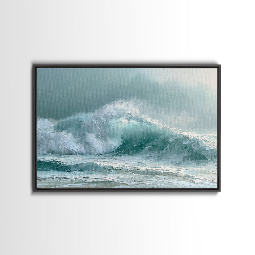 Wild Atlantic Wave Framed Canvas Print, Seascape Art, Living Room Wall Art, Coastal Decor, Seascape, Statement Artwork, SEA-3x2-69