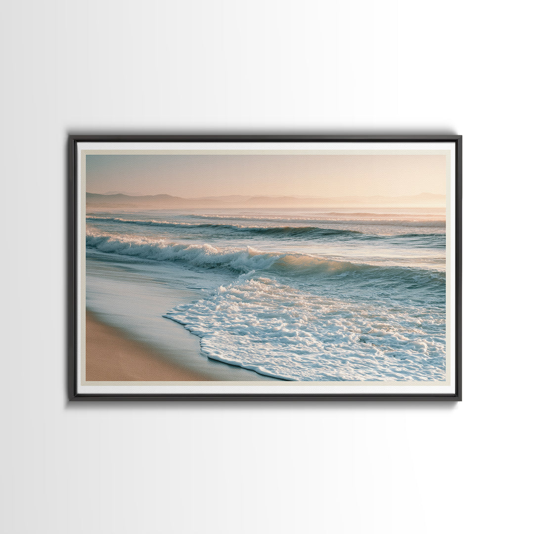 Mediterranean Harbor at Dawn Framed Canvas Print, Seascape Art, Digital Print, Coastal Decor, Oil Painting, Seascape, SEA-3x2-74