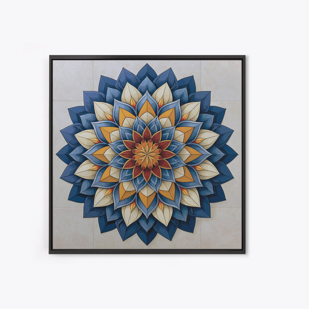 Mandala Lotus with Precise Radial Symmetry Canvas Print, Sacred Geometry Art, Sacred Geometry, Living Room Decor, Geometry, SGA-1x1-26