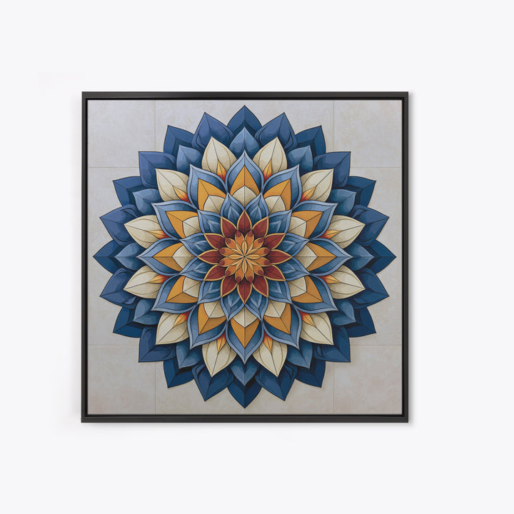 Mandala Lotus with Precise Radial Symmetry Canvas Print, Sacred Geometry Art, Sacred Geometry, Living Room Decor, Geometry, SGA-1x1-26
