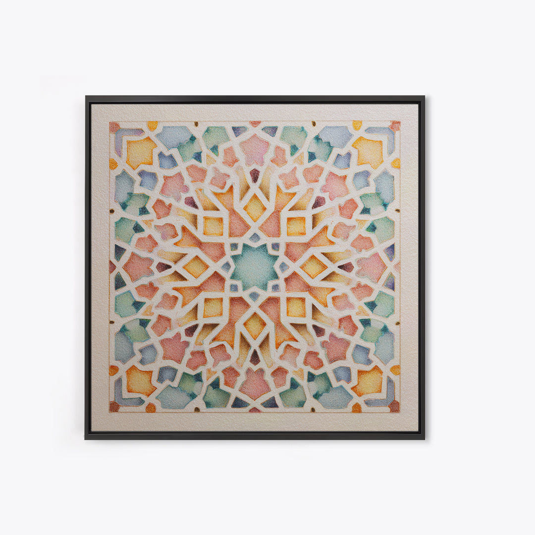 Black and Gold Geometric Rosette Canvas Print, Sacred Geometry Art, Wall Hanging, Living Room Decor, Abstract Art, Geometry, SGA-1x1-36