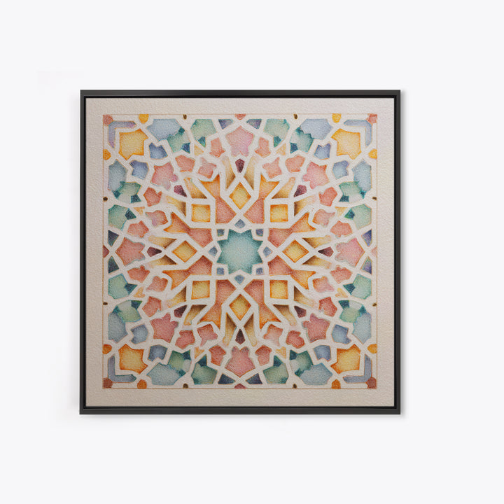 Black and Gold Geometric Rosette Canvas Print, Sacred Geometry Art, Wall Hanging, Living Room Decor, Abstract Art, Geometry, SGA-1x1-36