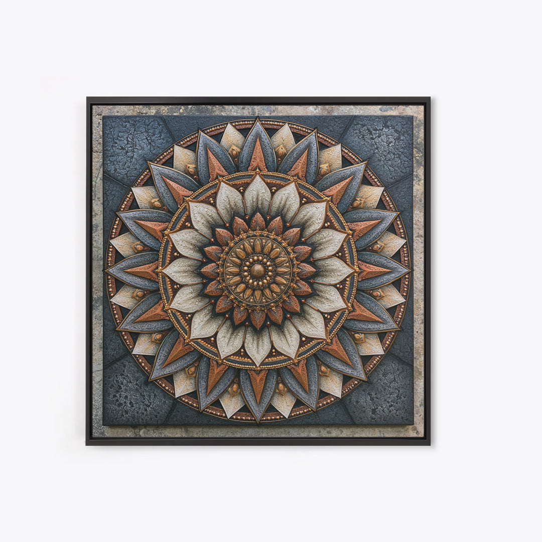 Mandala Lotus with Precise Radial Symmetry Canvas Print, Sacred Geometry Art, Sacred Geometry, Living Room Decor, Geometry, SGA-1x1-50