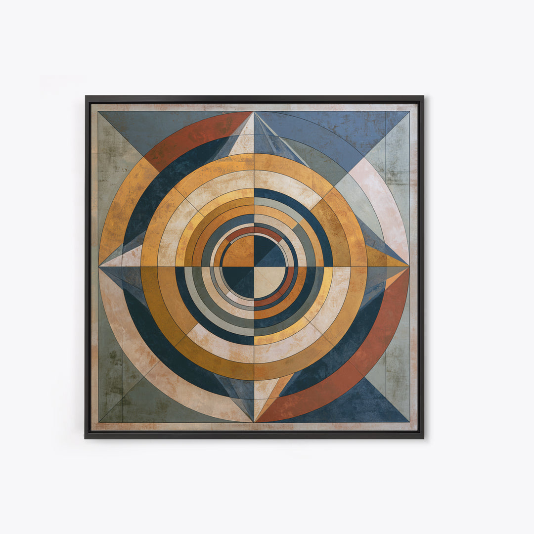 Concentric Circles and Triangles Framed Canvas Print, Sacred Geometry Art, Fine Art Print, Living Room Decor, Abstract Art, SGA-1x1-57